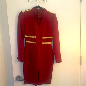 Burgundy dress w/ gold accents